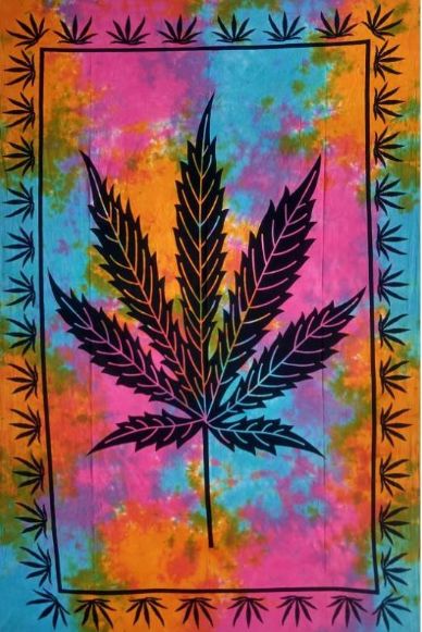 Wholesale TIE Dye Marijuana Leaf Graphic Tapestry