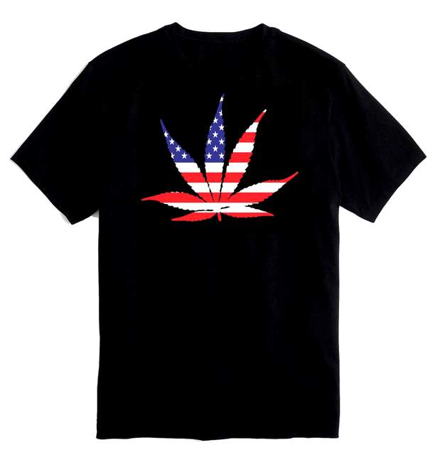 AMERICAN POT LEAF Black Color Tshirt PLUS size
