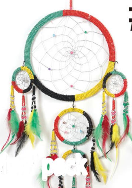 Wholesale Beaded Rasta DREAM CATCHER 8 inch diameter with feather