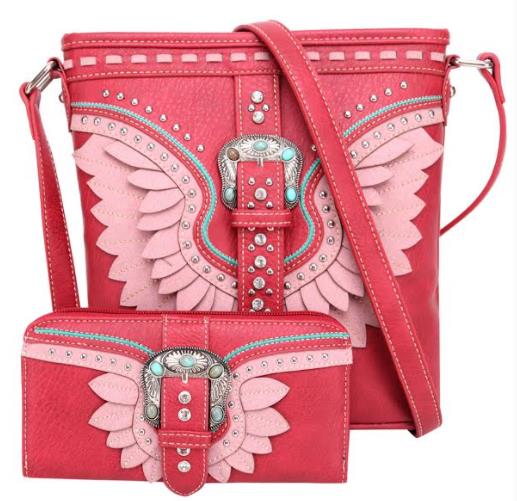 Buckle & Feather Style Cross body with match Wallet set