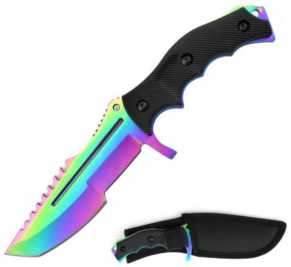 8.5'' Hunting KNIFE with Sheath Rainbow Titanum