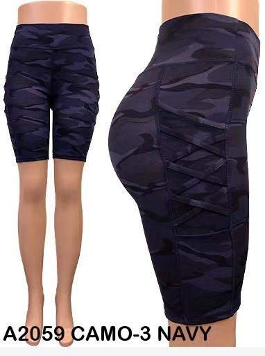 Wholesale Blue Camo BIKER Shorts capris TikTok Big Butts legging