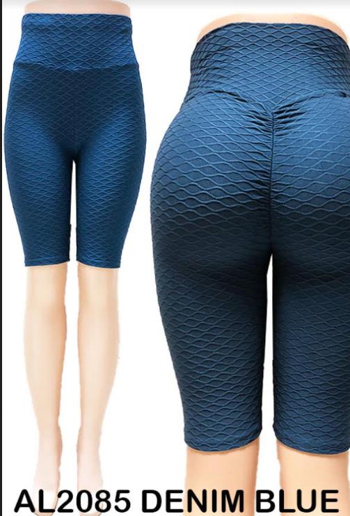 Wholesale Tiktok Big Butts Capris LEGGINGS in Blue