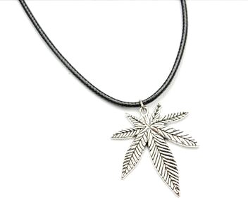 Wholesale Marijuana Leaf Metal Cord Necklace