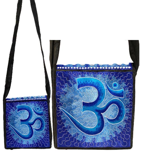 Blue Nepal Silk Embroidery  Peace sign Sling BAGS $8 each