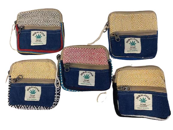 Himalayan Hemp Handmade COIN PURSE two zippers