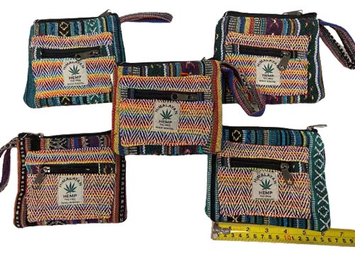 Himalayan Hemp Handmade double zipper coin purse/CLUTCH