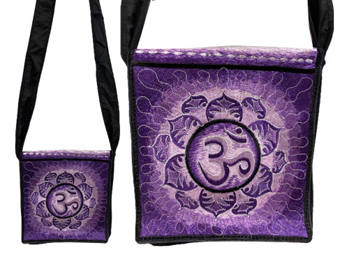 Sille Embroidered PEACE Sign lotus purple sling bag $8