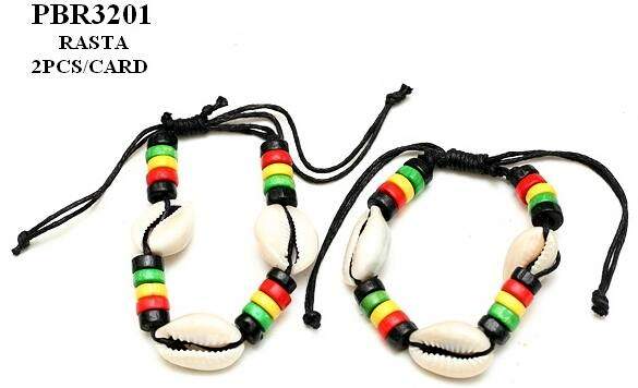 Wholesale Shell Beads Cord Rasta color Bracelet