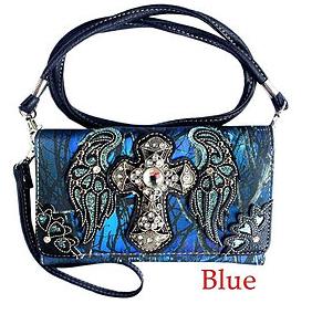 Wholesale Camo Blue Cross with Wings WALLETS
