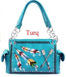 Wholesale Turquoise Feather with Arrows Satchel PURSE