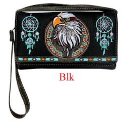 Wholesale Embroidered Black Eagle Wallet Purse