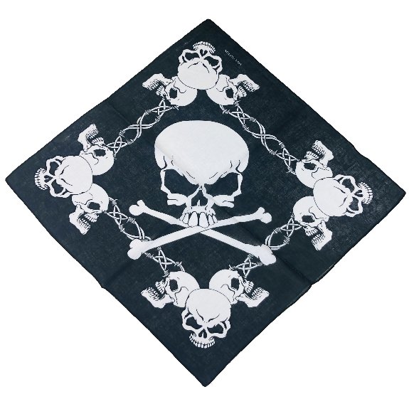 Wholesale  Bandana-Skulls & Barbed Wire Large Skull in CENTER