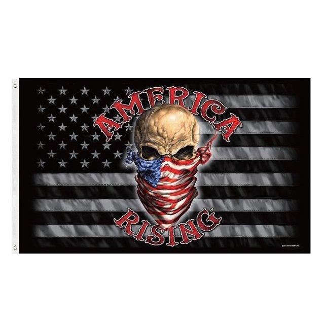 AMERICA RISING FLAG *Black & Gray FLAG/Skull