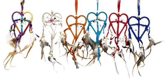 Wholesale Multicolor 4inch diameter heart shape DREAM CATCHERs