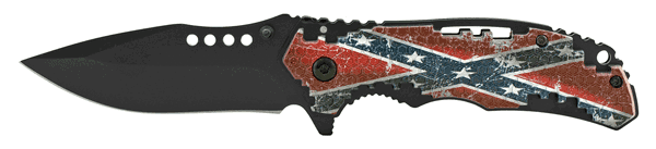 4.5'' Hi Tech Grip Folding Pocket Knife - Confederate Flag