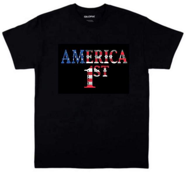 America 1st Black color Short T-SHIRT PLUS SIZE