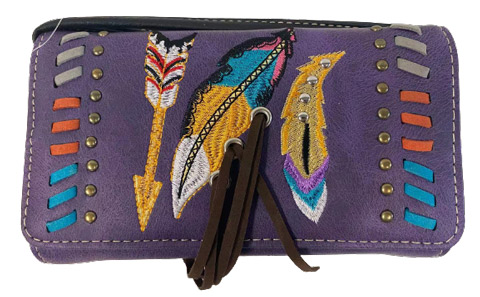 Wholesale Western WALLET Purse with Arrow and Feather Purple