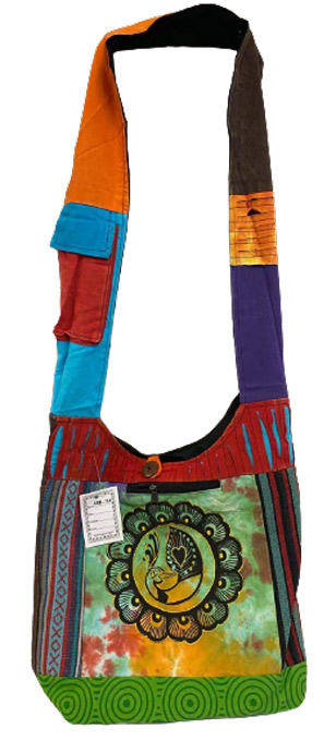 peacock tie dye front ZIPPER handmade hobo bags
