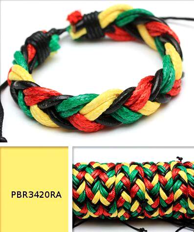 Wholesale Crochet Bracelet RASTA Color