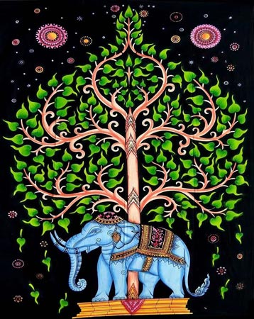 Tree with Elephant Tapestry