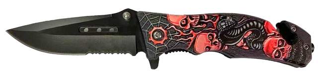 RED Skull / Black Color Pocket Knife
