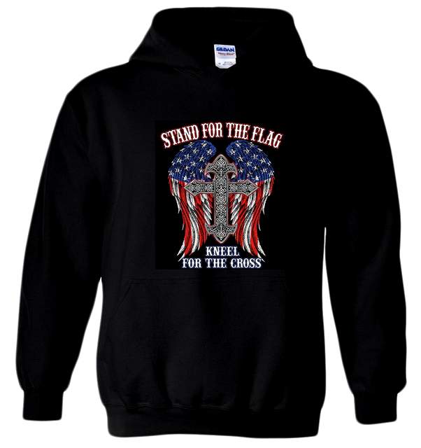 ''STAND FOR THE FLAG WINGS'' Black Hoody PLUS size