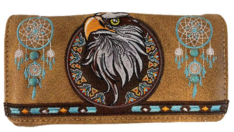 Wholesale Embroidered DREAM CATCHER and eagle wallet Purse