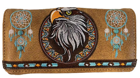 Wholesale Embroidered dream catcher and eagle wallet PURSE