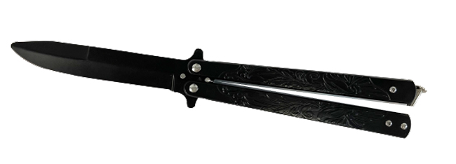 BUTTERFLY KNIFE: Black   (SHIP within Michigan ONLY)
