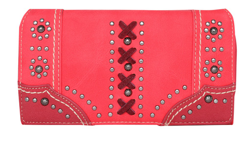 Wholesale Montana West Tooled collection WALLET Brow Hot Pink