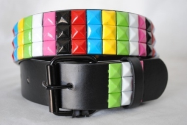 3 Row Rainbow Colored Pyramid BELTS Adult Sizes