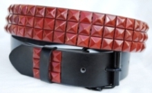 wholesale ADULT belts 3 row brown pyramid studs on black belt