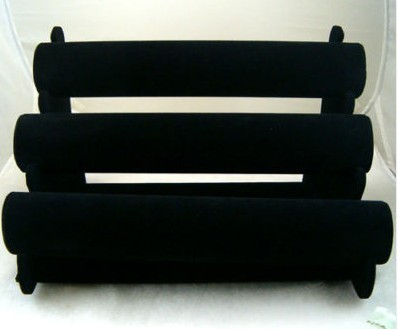 Black velvet Bracelet JEWELRY Display Rack 3-rows