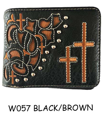 Wholesale Men WALLET with Double Cross Black and Brown