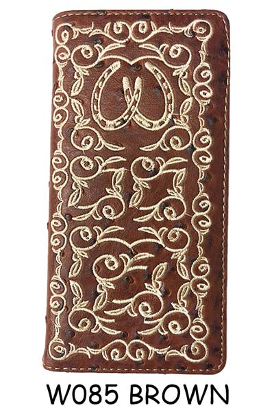 Wholesale Embroidered long WALLET Brown