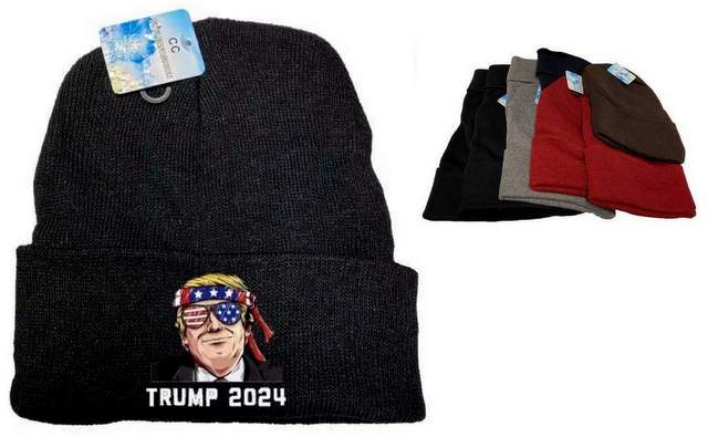 Trump 2024 With USA SUNGLASSES Mix Color Winter Beanie