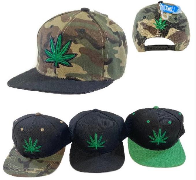 Wholesale Green Marijuana Leaf Snapback HATS