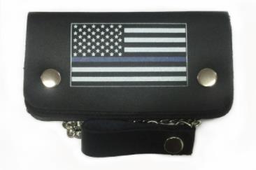 Wholesale Thin Blue Line Leather Biker WALLET with CHAIN