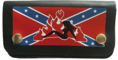 Wholesale Rebel Southern Girl with Flames LEATHER Biker Wallet w