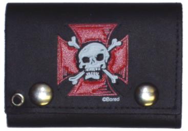 Wholesale Cross with Skull with Crossbones Trifold Wallet