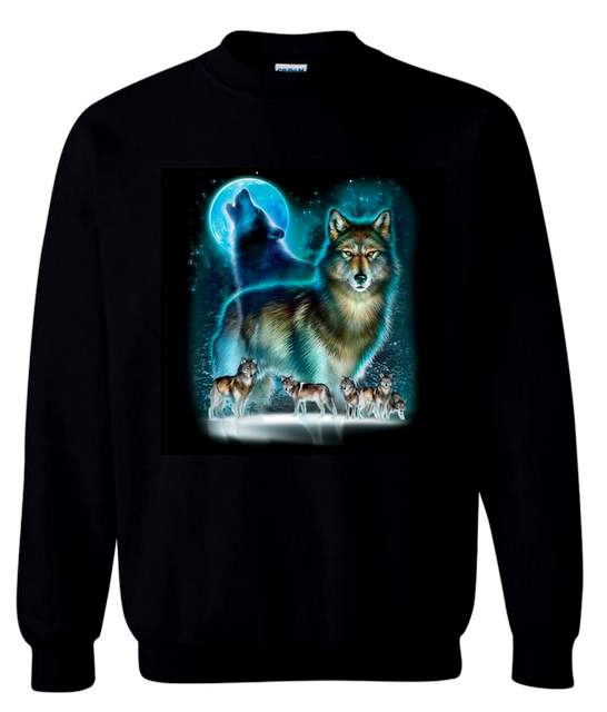 WOLF MOON SILHOUETTE Black Color Sweat Shirts XXL size