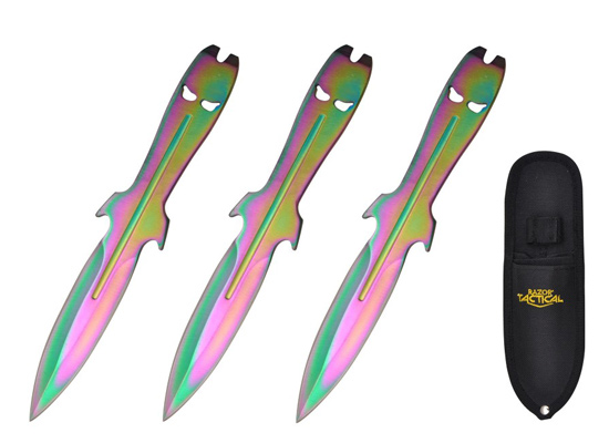 7.5'' 3pcs Set THROWING KNIFE Set Rainbow