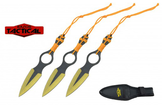 7.5'' 3pcs Set THROWING KNIFE Set Golden