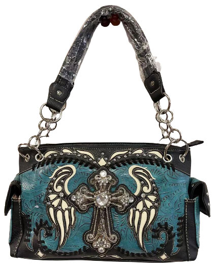 Wholesale Cross with wings HANDBAG Turquoise