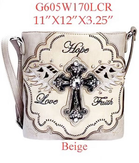 Wholesale RHINESTONE Sling PURSE with Cross Wing Love Faith