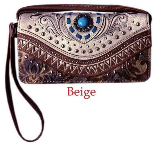 Wholesale Beige Concho Design Wallet PURSE