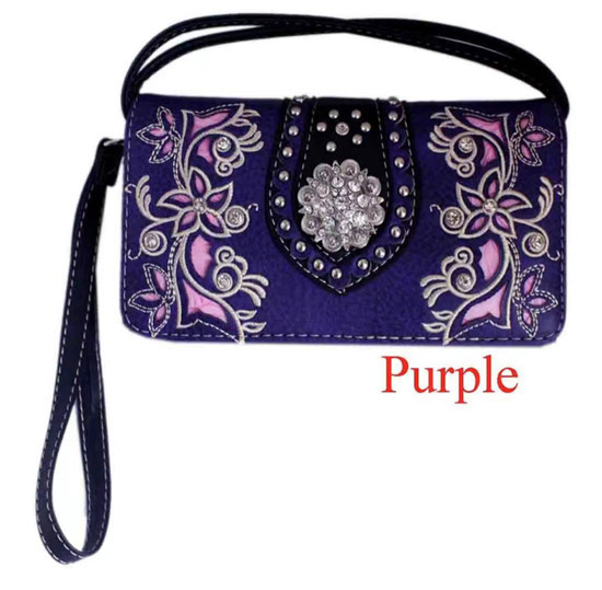 Wholesale Flower Design Studded Rhinestone WALLET Purse