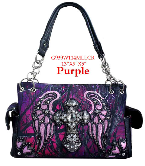 Wholesale Purple Cross with Wings Handbag