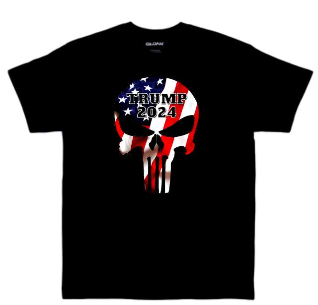 Wholesale USA Punisher SKULL Trump 2024 Black color T-shirt